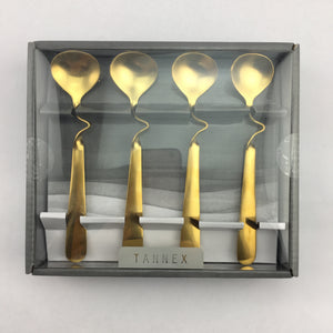 4-Pc S/S Notched Spoon Set, Gold
