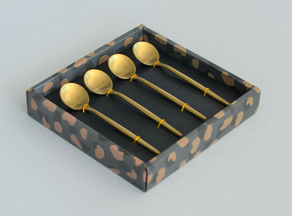 4-Pc S/S Lunar Spoon Set, Gold