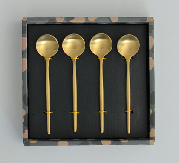 4-Pc S/S Lunar Spoon Set, Gold