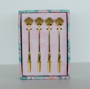 4-Pc S/S Sakura Spoon Set, Gold