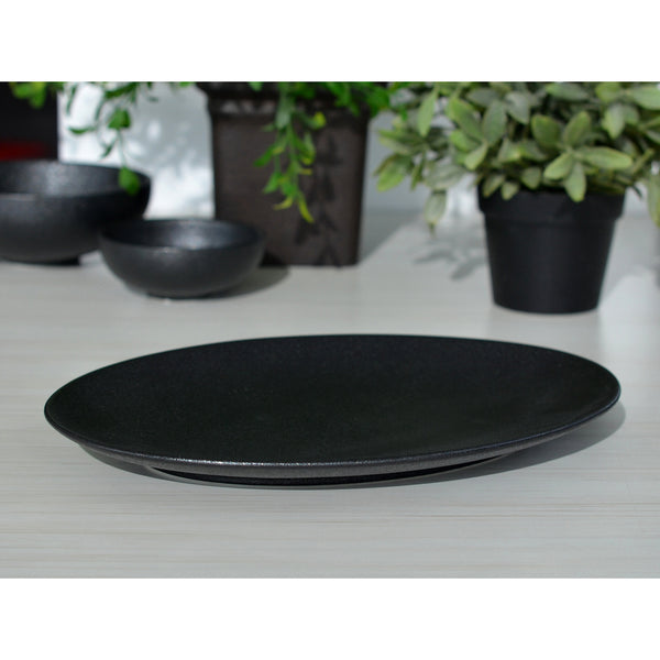 Élan Oval Platter, 12" Matte Black (Set of 2)