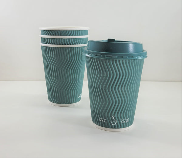 12oz/360ml Sage Green Ripple Cup, 500ct