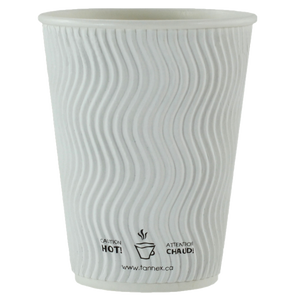 12oz/360ml Compostable White Ripple Cup, 500ct