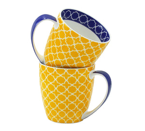 2-pc Pattern Mug Set, Yellow, 17oz