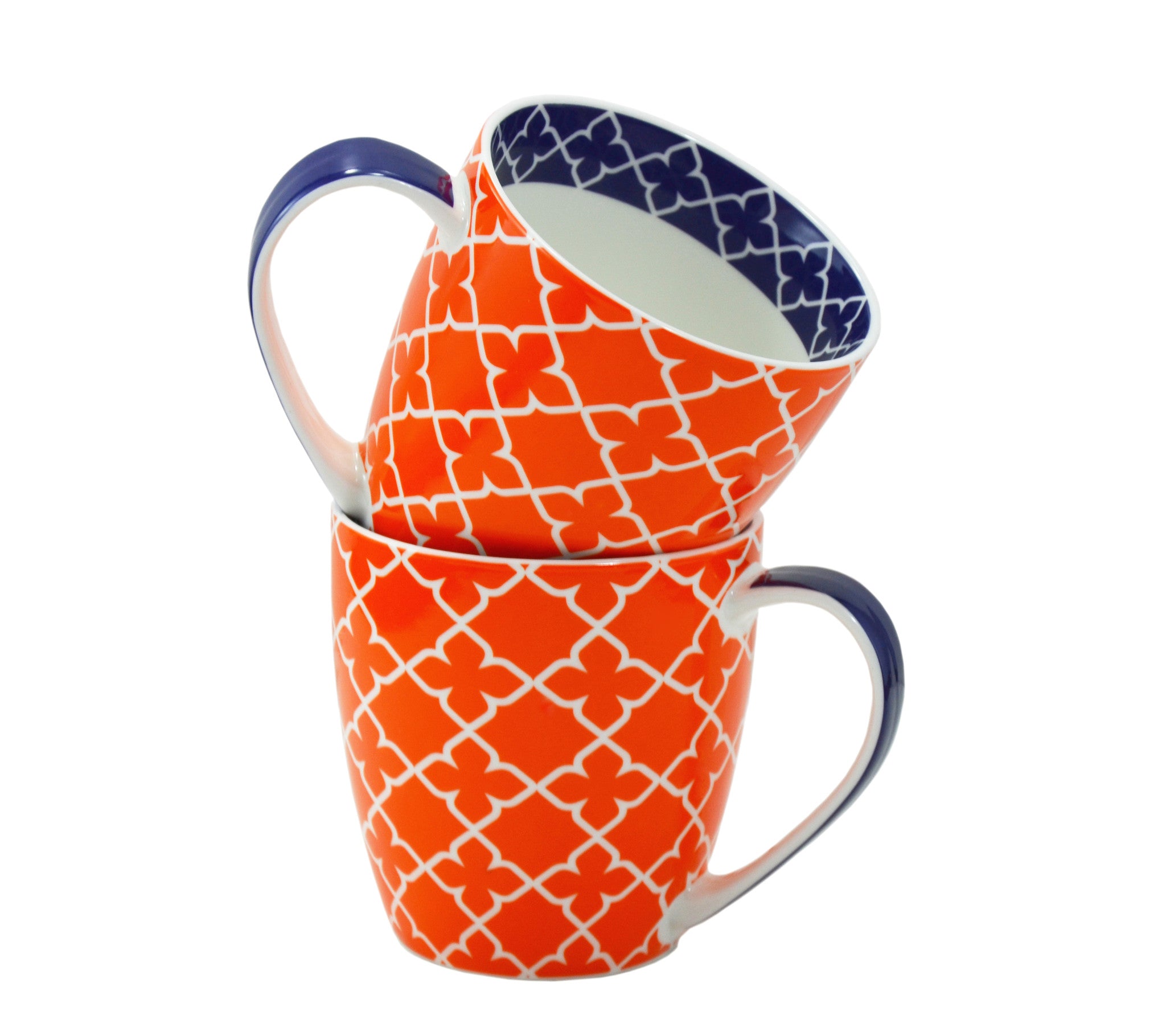 2-pc Pattern Mug Set, Orange, 17oz