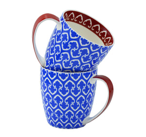 2-pc Pattern Mug Set, Blue, 17oz