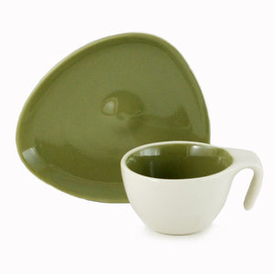 Espresso Cup & Saucer w/ Spoon - Dark Green, Set of 6