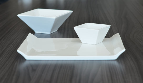 White Tie Mini Square Bowl, 3¼" (Set of 4 mini bowls)