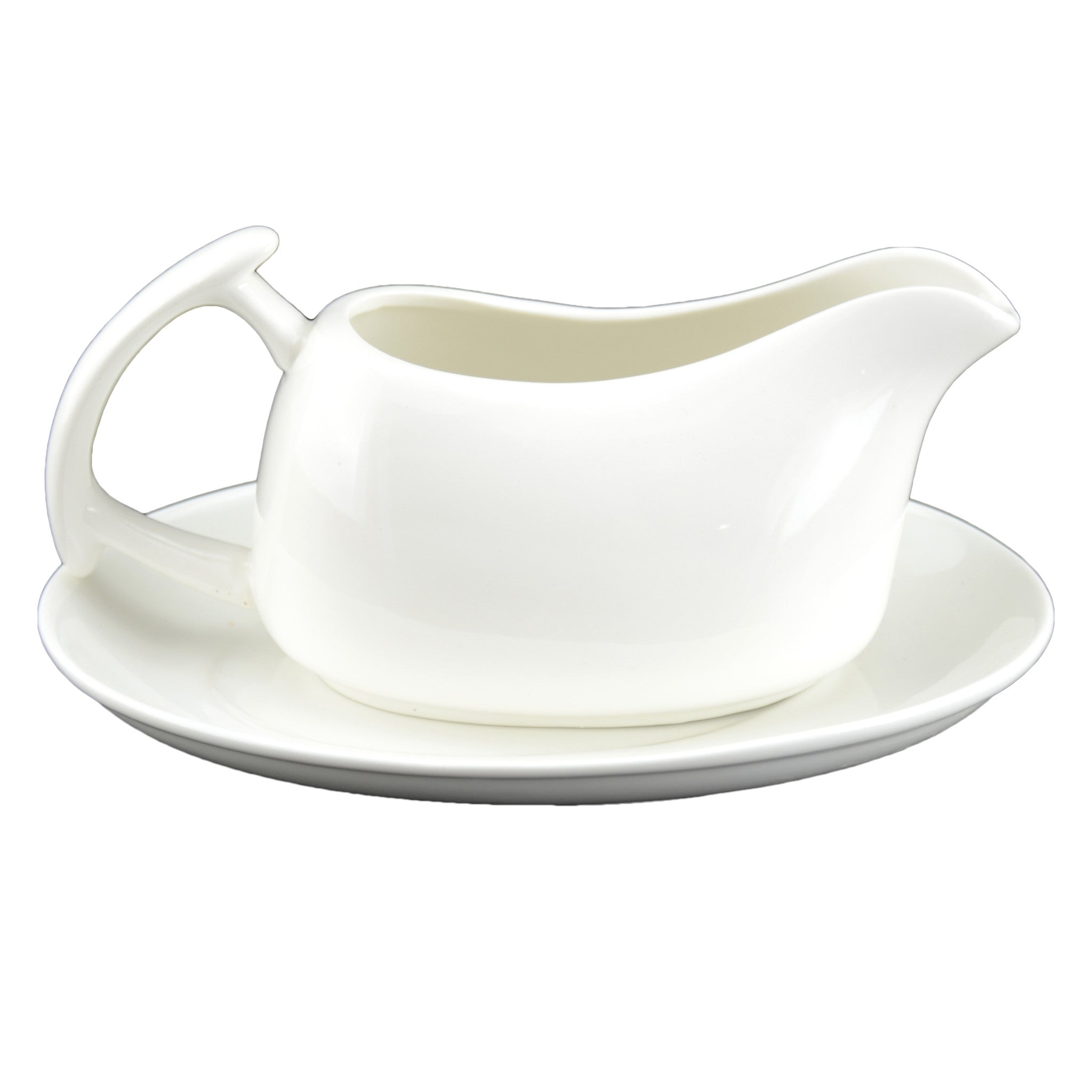 White Tie Gravy Boat with Saucer, 8½"