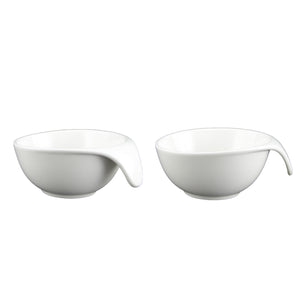 White Tie Handle Bowl, Set of 2