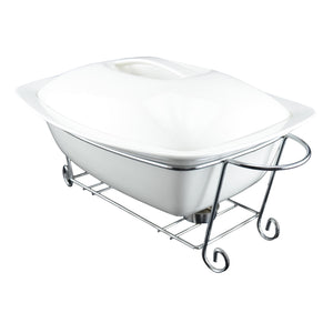 White Tie Rectangular Casserole with Warmer, 13¼"