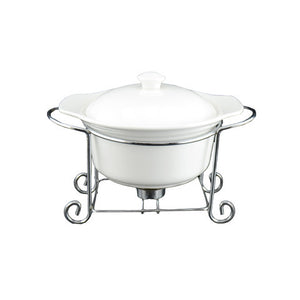 White Tie Round Casserole with Warmer, 10½"