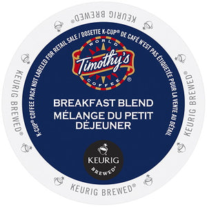 Timothy's® Breakfast Blend Single Serve K-Cup®, 96 Pack