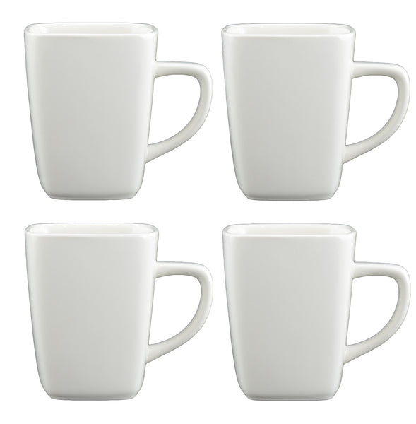 White Tie Square Mugs, Set of 4